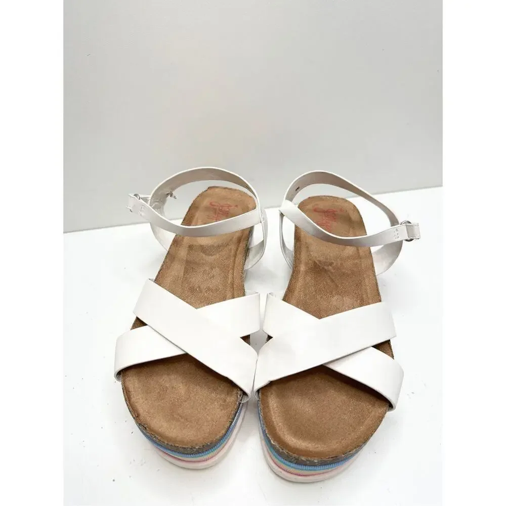 Jellypop Sandals Girls Size 4 White Multicolor Platform‎ Open Toe